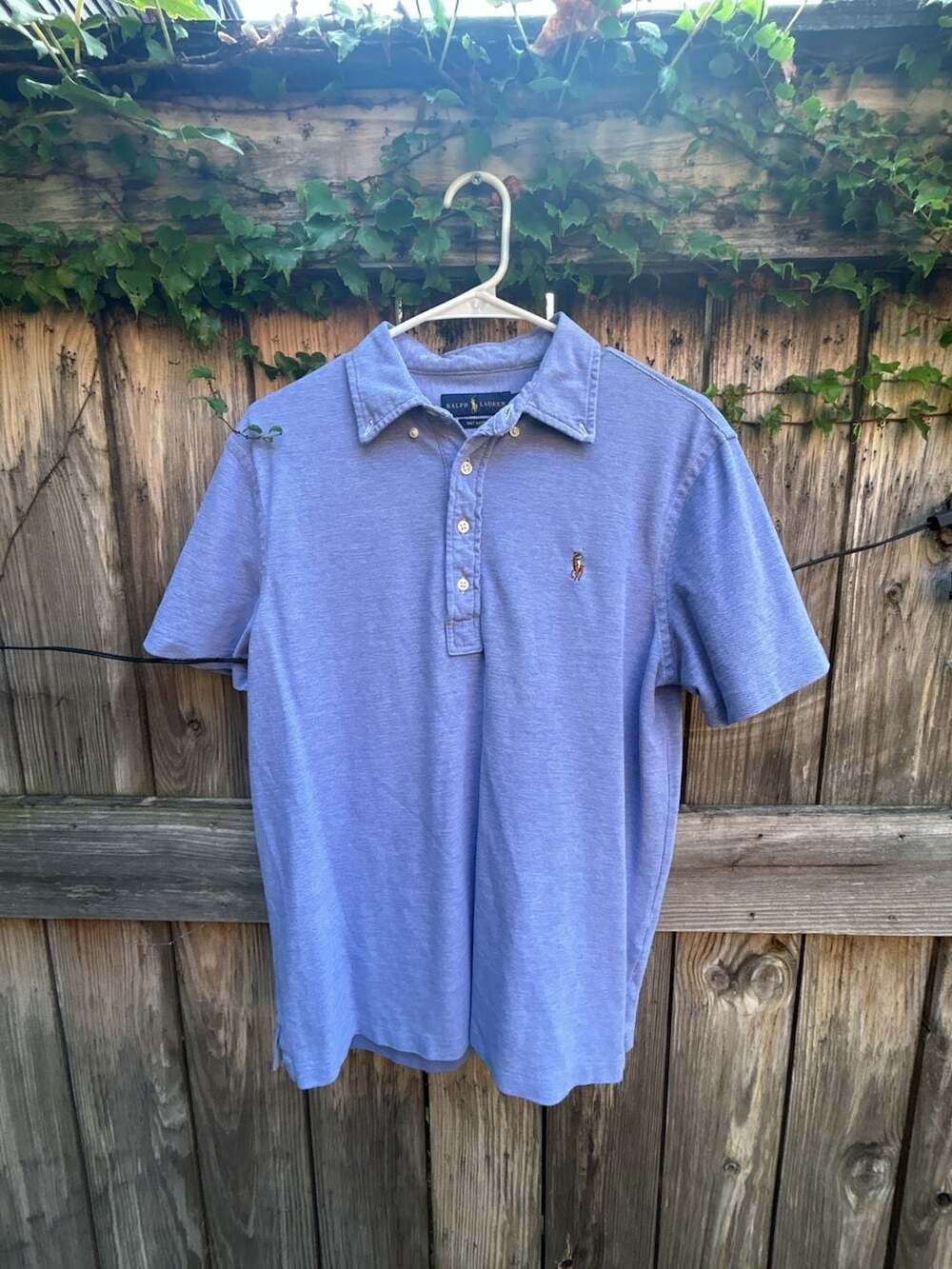 Ralph Lauren Knit Oxford Polo Shirt Mens Medium Blue Short Sleeve Cotton